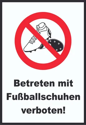Produktbild von Betreten mit Fussballschuhen verboten! Schild A4 Rückseite selbstklebend
