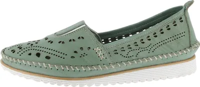 Produktbild von Andrea Conti Damen Slipper Leder Lochmuster Folk Boho 1885909, Größe:36 EU, Farbe:Grün