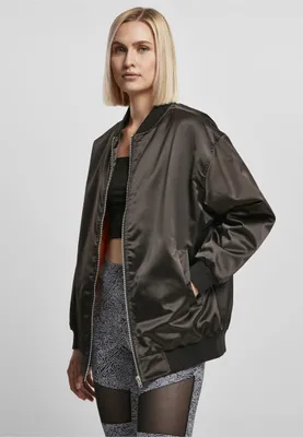 Obrázek produktu pro Dámská bomberová bunda Urban Classics Ladies Oversized Satin Bomber Jacket black - S