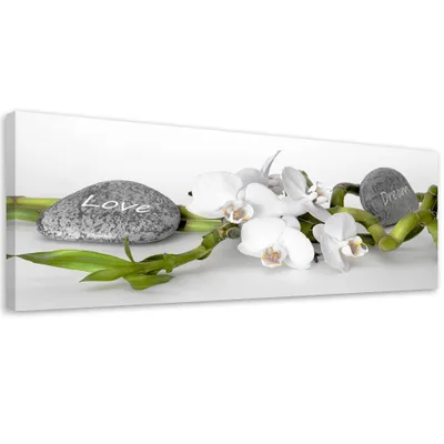 Produktbild von Leinwandbild Weiße Zen-Orchidee 90x30 Feeby Weiß bild für die wand bereit zum aufhängen