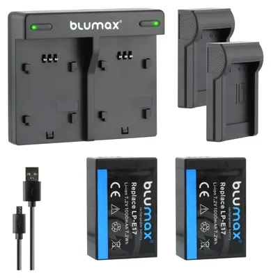 Produktbild von 2x Akku + Lader für Canon LP-E17 EOS RP M3 M6 750D 760D R8 R10 R50 1000 mAh