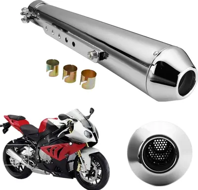 Produktbild von Motorradschalldämpfer, Edelstahlkonstruktion, universelle Kompatibilität, Versilberung
