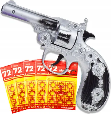 Produktbild von Spielzeugpistole - Metal Revolver mit Zündhütchen - 5 x 72 Stück Gratis, Spielzeug für Militär-Fans, Klassisches Zubehör, Federantrieb, Geräusch-Effekte, Für Kinder ab 3 Jahren geeignet