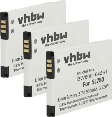 Produktbild von vhbw 3x Akku kompatibel mit Bintec-Elmeg D141 DECT schnurlos Festnetz Telefon (950 mAh, 3,7 V, Li-Ion)