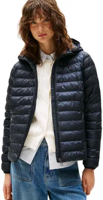 Produktbild von Tommy Hilfiger Damen Daunenjacke Padded Global Stripe Jacket mit Kapuze, Blau (D