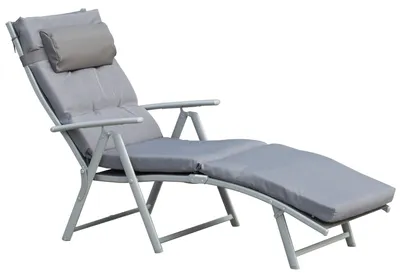 Image de Transat de jardin, transat de plage, transat pliable, fauteuil de relaxation Texteline, couleur gris | Capacité jusqu'à 165 kg | Réglable en 7 positions | 137 x 63 cm