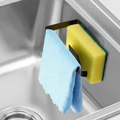 Produktbild von PolkaHome® Spülschwammhalter Küche, selbstklebender Schwammhalter für Spüle, Wandorganizer aus Edelstahl, Abtropfhalter für