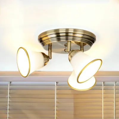 Immagine prodotto di Faretto da soffitto flessibile "Grando" in metallo vetro bronzo bianco 3 luci Art Nouveau soggiorno
