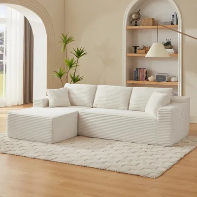 Produktbild von STILVORA Modulares Sofa L-Form 3-Sitzer mit Memory-Schaum, Ecksofa mit übergroßer Chaiselongue, 3-Sitzer Sofa Cloud Couch für Wohnzimmer
