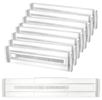 Produktbild von BUCOMTU Schubladentrenner, 8er Set Schubladentrenner Verstellbar Kunststoff(30-50cm), Schubladeneinteiler Schubladen Organizer Trenner für Kleiderschrank, Schlafzimmer, Schreibtisch, Kommode, Küche