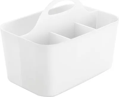Produktbild von mDesign Aufbewahrungsbox Babynahrung Organizer 4 Fächer Griff Kunststoff Weiß