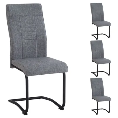 Produktbild von Esszimmerstuhl ALBA grau 4er-Set, mit Schwinggestell aus Metall, Sitzschale gepolstert und mit Stoff bezogen, Schwingstuhl gepolstert