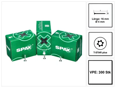 Obrázok produktu pre SPAX® 0151010400163 SPAX® Rückwandschrauben T20 Flachkopf WIROX 0151010400163 4 mm x 16 mm, 300 St.