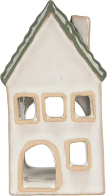 Immagine prodotto di Clayre & Eef Portacandele House 7x7x13 cm in Vetroceramica grigia