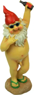 Produktbild von Gartenfigur Nackter Zwerg macht Party Gartenzwerg H 31,5cm