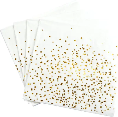 Image de 20 serviettes en papier 33 x 33 cm Confettis or