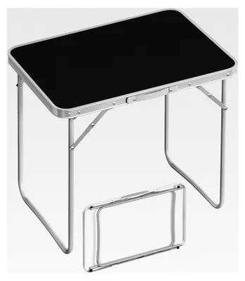 Produktbild von Campingtisch mit Aluminiumrahmen und Griff, Gartentisch aus MDF, klappbar für Picknick und Strand, 70 x 60 x 50 cm (B x H x T), Schwarz
