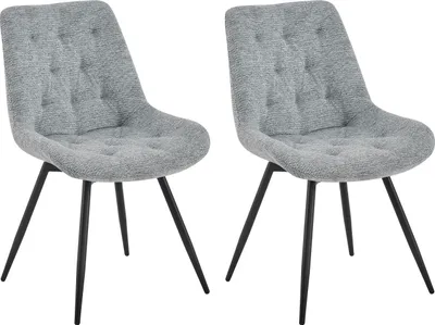 Produktbild von byLIVING Stuhl 2-er Set ARAGON / Bezug in grau, Gestell in schwarz / 360° drehbar / wasserabweisend & Pet Friendly / Esszimmerstuhl / Polsterstuhl / B 47,5 x H 84,5 x T 62,5 cm