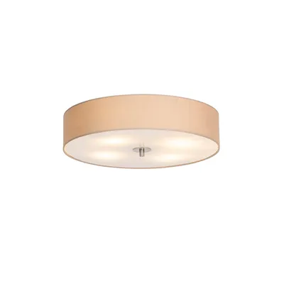 Zdjęcie produktu dla QAZQA - Lampa sufitowa Modern Country I Lampa sufitowa I Lampa I Lampa beżowa 50 cm - Bęben z kloszemI 4-światła I salon I sypialnia - tekstylna okrągła - LED odpowiednia E27