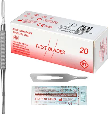 Image de Set 20 x lames de gouge Figure 1 en emballage individuel stérile + 1 x May