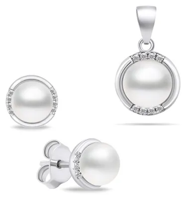 Immagine prodotto di Incantevole set di gioielli in argento con perle SET229W (orecchini, ciondolo)