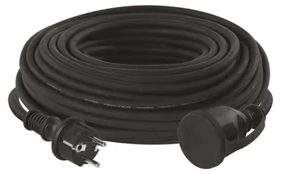 Verlängerungskabel 30 m / 1 Steckdose / schwarz / Gummi-Neopren / 250 V / 1,5 mm2