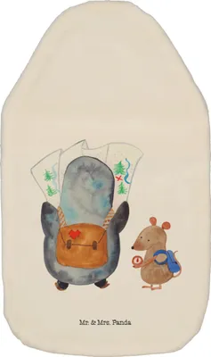 Produktbild von Mr. & Mrs. Panda Wärmekissen Pinguin & Maus Wanderer - Weiß - Geschenk, Wandern, Plüsch Wärmflasche, Bettflaschen, Wärmflaschen, Abenteuer, Pinguine, Bettflasche
