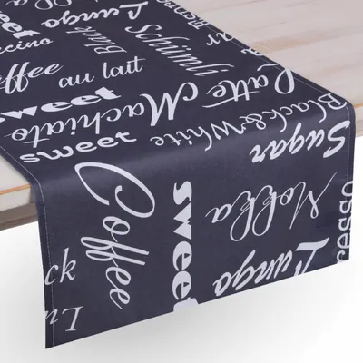 Immagine prodotto di Tovaglia estiva con stampa brillante (runner da tavola 160x40cm) "Coffee" decorazione da tavola primaverile per il tavolo da pranzo - sottotavola