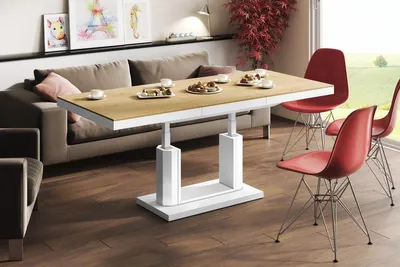 Produktbild von Design Couchtisch Tisch H-120 Hochglanz stufenlos höhenverstellbar ausziehbar Esstisch
