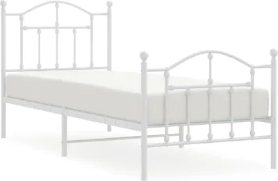 Produktbild von vidaXL Bettgestell mit Kopf- und Fußteil Metall Weiß 80x200 cm
