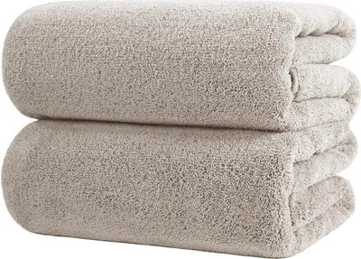 Produktbild von Famanu Mikrofaser Badhandtuch - plüschfrei & schnelltrocknend - beige - 89 x 178 cm - 2 Stück