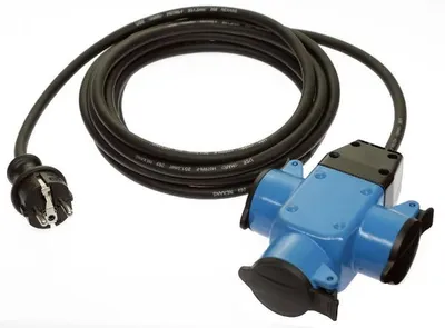 Produktbild von as-Schwabe 62058 3fach Gummiverteiler blau, 4,5m H07RN-F 3G1,5 Stecker/230V/16A