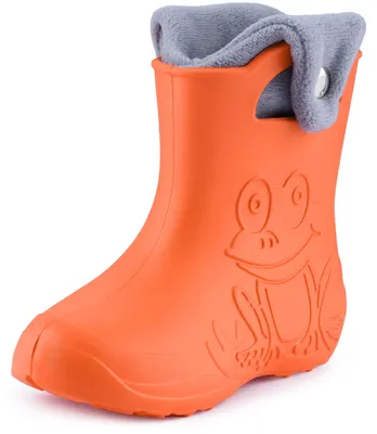 Produktbild von Ladeheid Eva Kinder Jungen Mädchen Gummistiefel Regenschuhe gefüttert LA-CA-04 (Orange/Grau, 22/23 EU)