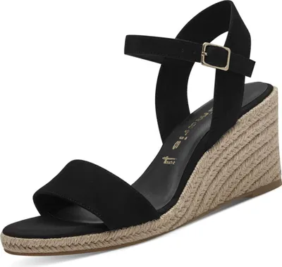 Produktbild von Tamaris Damen Sandalette Espadrilles mit Keilabsatz in Bastoptik 1-28300-42, Größe:41 EU, Farbe:Schwarz