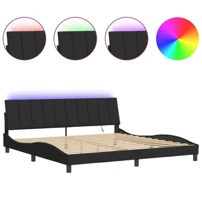 Imagen del producto de Estructura de cama con iluminación LED, color , 200x200 cm, tapizada en terciopelo