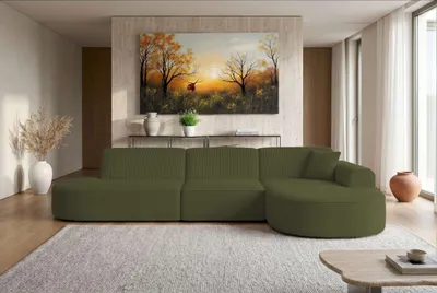 Produktbild von 99rooms Avantis Ecksofa Cordstoff POSO Olive Rechts