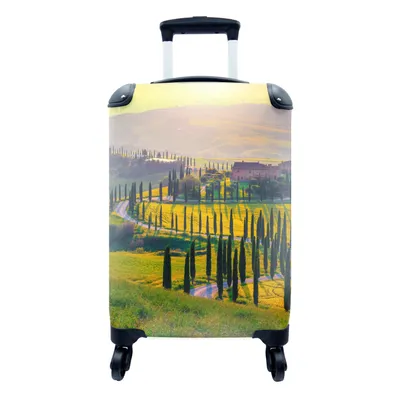 Produktbild von MuchoWow® Koffer Handgepäck Trolley Rollkoffer Kleine Reisekoffer mit 4 Rollen - Gras - Sonne - Hügel - Landschaft - Cabin Size < 55x40x23 cm & 55x40x20 cm - Fotokoffer - Kabinenkoffer - Boardgepäck - Reise-Box - Reisekoffer - Reisegepäck - Koffer mit Bild - Trolley für Kinder