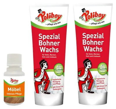 Produktbild von Poliboy 2er Spezial Bohner Wachs (Neutral) - inkl. Möbel Pflege Probe - Inhalt 500 ml, Reinigung & Pflege - 6325001