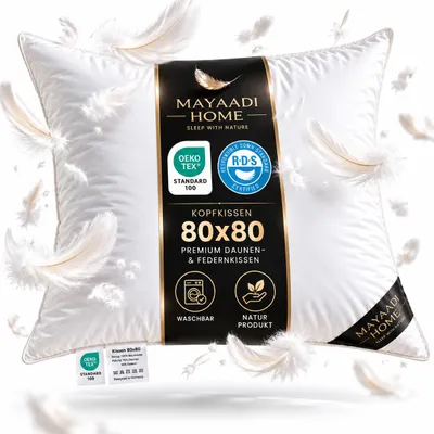 Produktbild von MA91 Kopfkissen 80x80 1200 + 200 Gr. FEDERN + DAUNEN Kissen 3-Kammer 1400 G