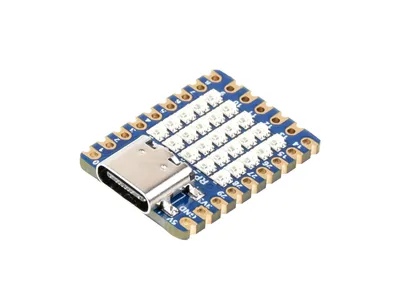 Produktbild von Waveshare RP2040-Matrix Entwicklungsboard: 5×5 RGB LED Matrix, 2MB NOR-Flash, 20 GPIO-Pins, USB-C