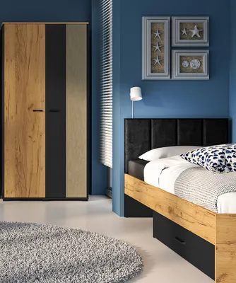 Produktbild von Jugendzimmer Set 2-teilig CASPER-131 mit Bett 90x200cm in schwarz, braun