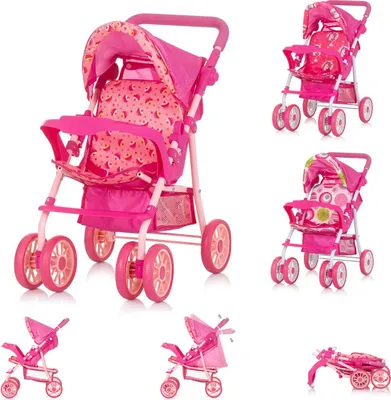 Produktbild von Chipolino Puppenwagen Dolly Korb faltbar Frontbügel Fußstütze Griff verstellbar rosa