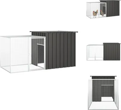 Produktbild von vidaXL Hühnerkäfig Anthrazit 200x91x100 cm Verzinkter Stahl -  Lebensräume & Gehege für Kleintiere