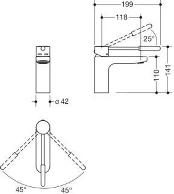 Produktbild von HEWI AQ1.12M11040 84 Einhebel-Waschtischmischer chrom
