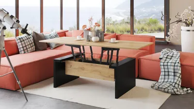 Produktbild von Design Couchtisch Space höhenverstellbar 45 / 70cm aufklappbar 110 / 170cm Wohnzimmertisch Tisch Esstisch
