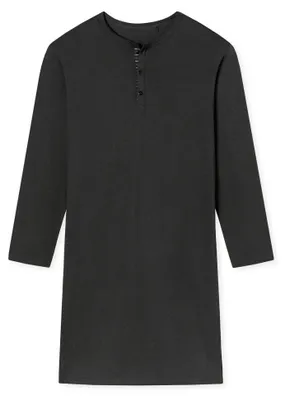 Produktbild von SCHIESSER Herren Nachthemd - Langarm, Serafino Kragen, Baumwolle Grau 3XL