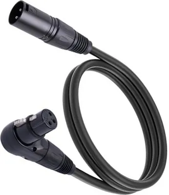 Image de Bewinner Câble XLR à angle droit vers XLR droit mâle, 90 degrés femelle vers droit Câble symétrique mâle, prise microphone 3 pôles pour haut-parleurs, studio d'enregistrement, (1,8