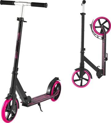 Immagine prodotto di Monopattino per bambini - Monopattino a spinta Monopattino da città a 2 ruote - Manubrio regolabile in altezza - Pedana antiscivolo - Telaio leggero - Pieghevole - Portata massima 100 kg - Per bambini dagli 8 anni in su - Rosa