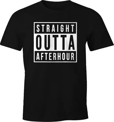 Produktbild von Herren T-Shirt Spruch Straight outta Afterhour Fun-Shirt Party Festival Techno Rave Oberteil Moonworks® schwarz L