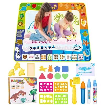 Produktbild von Kreativset Malmatte mit Wasserstift 100x90cm, aqua Magic doodle ab 1 2 3 Jahre，Wassermalmatte Kinderspielzeug für Geburtstag Geschenk